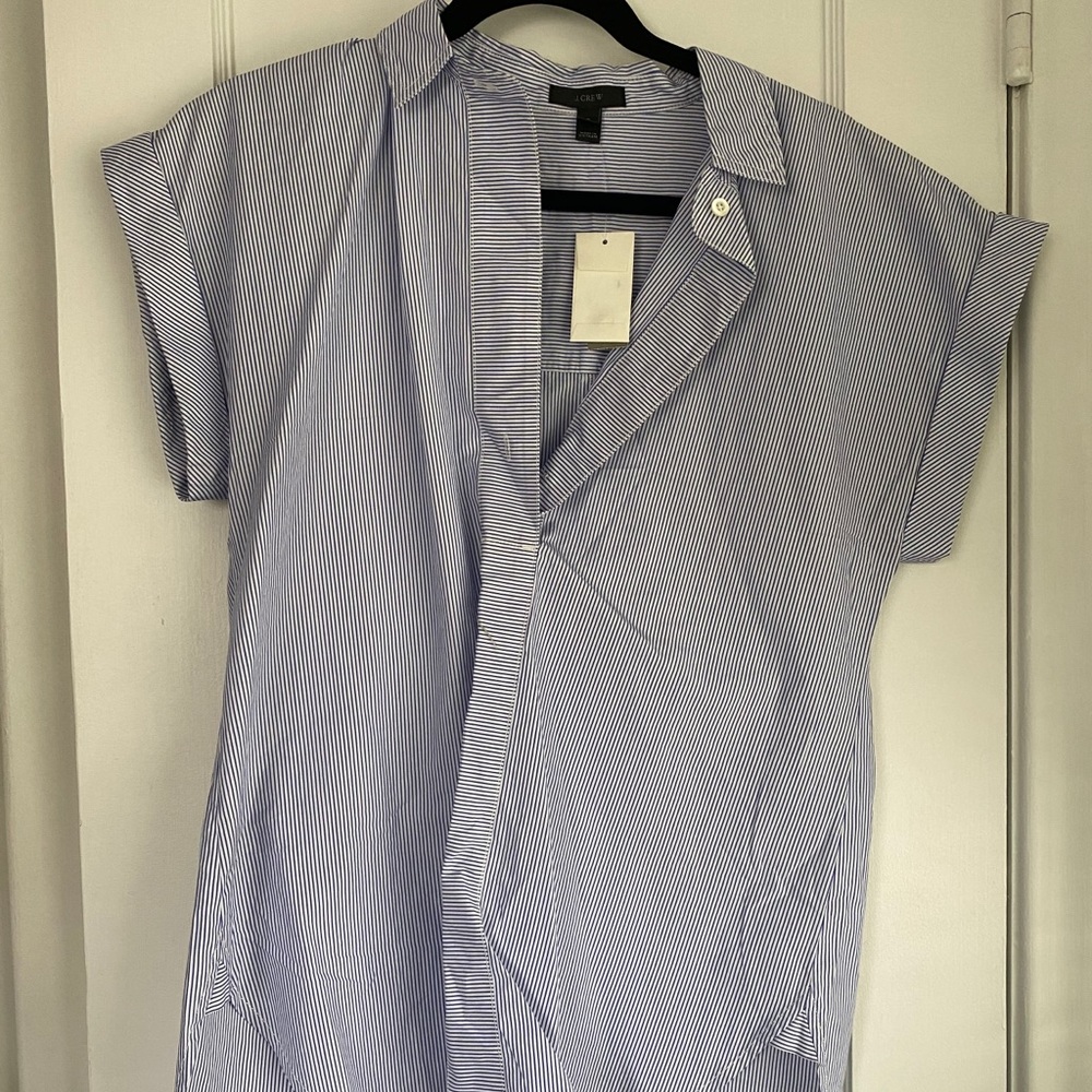 Jcrew ss blue/white stripe blouse